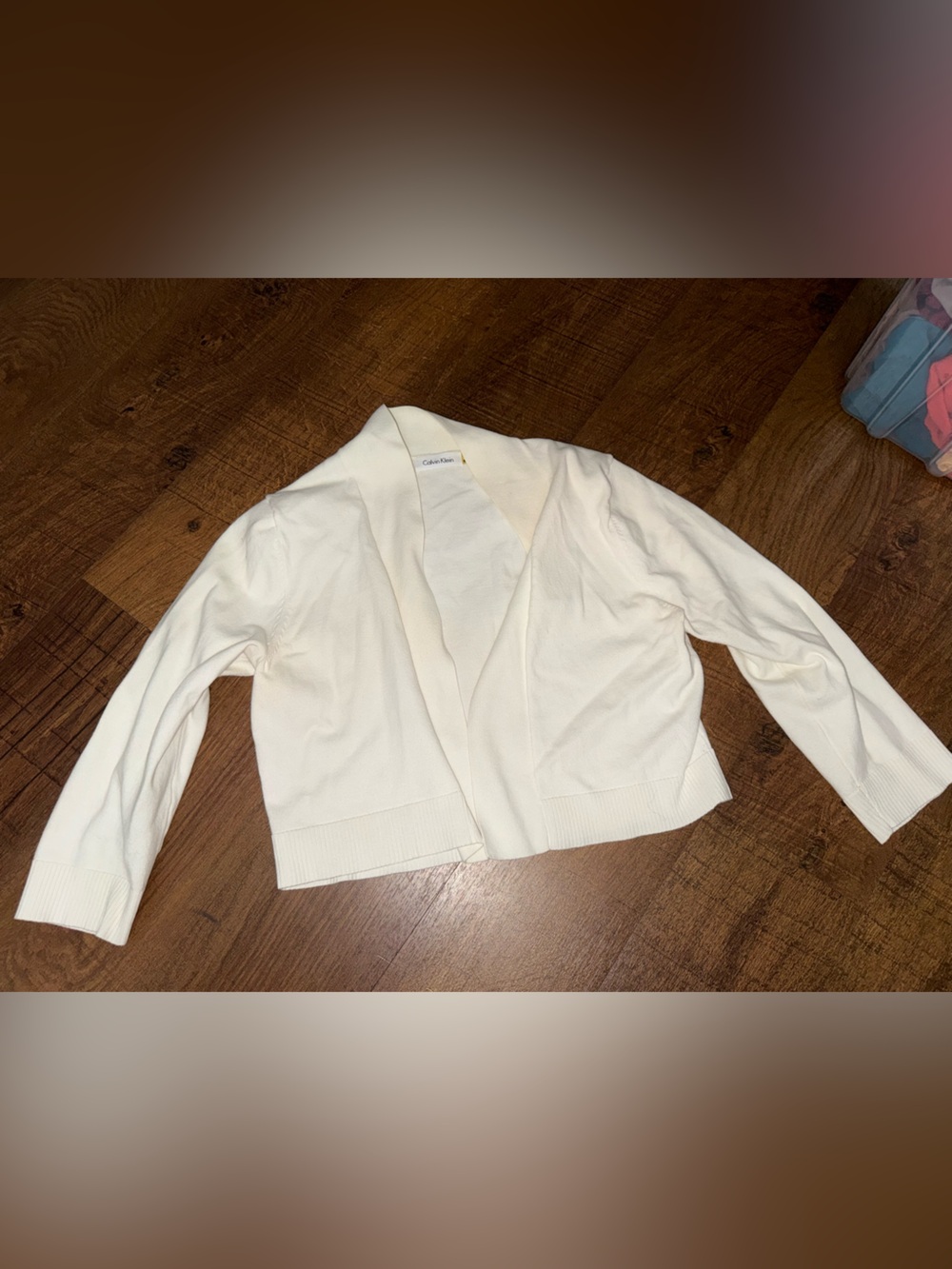 Calvin Klein Cream Knit Open Cardigan